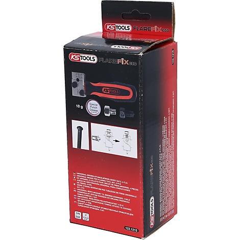 Produktverpackung, darauf ist der Name 'KS Tools FLAREfix eco' und Werkzeug abgebildet.